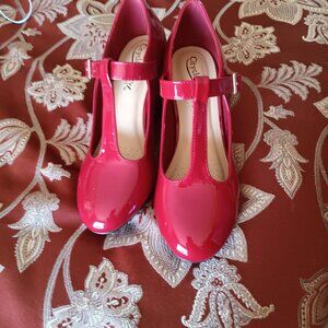 Mary Jane T-strap heels, Red, 6, Nwot